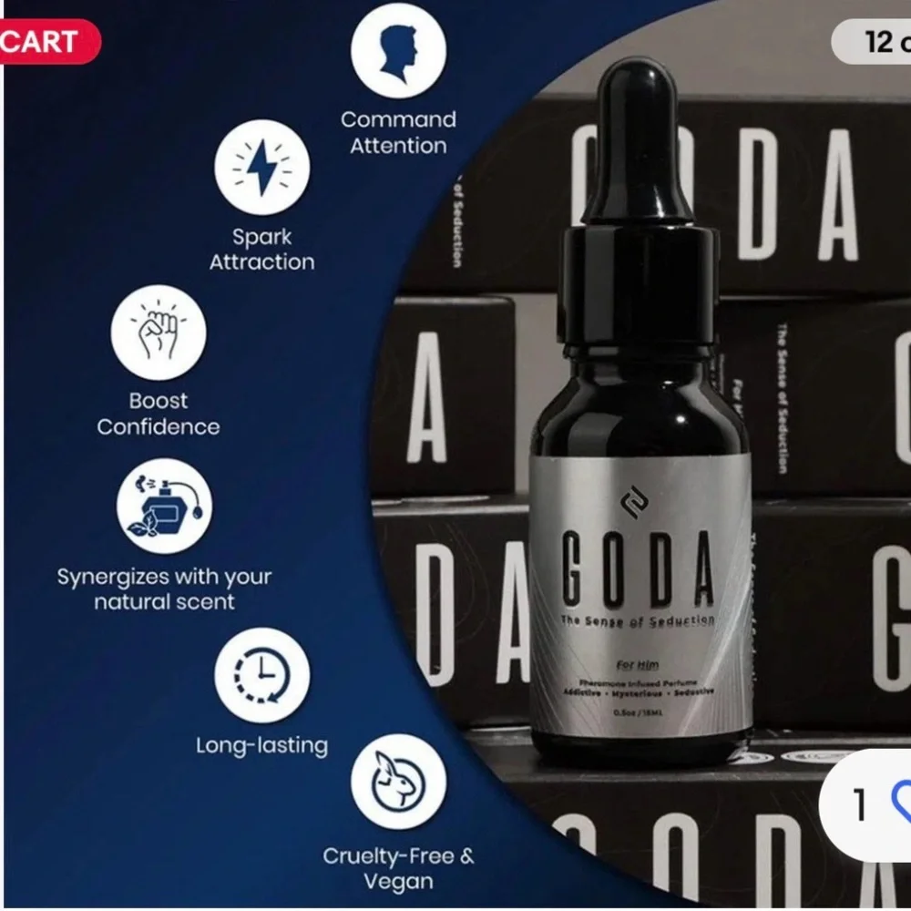(3)GODA For Him Pheromone Cologne - Black Dropper Bottle